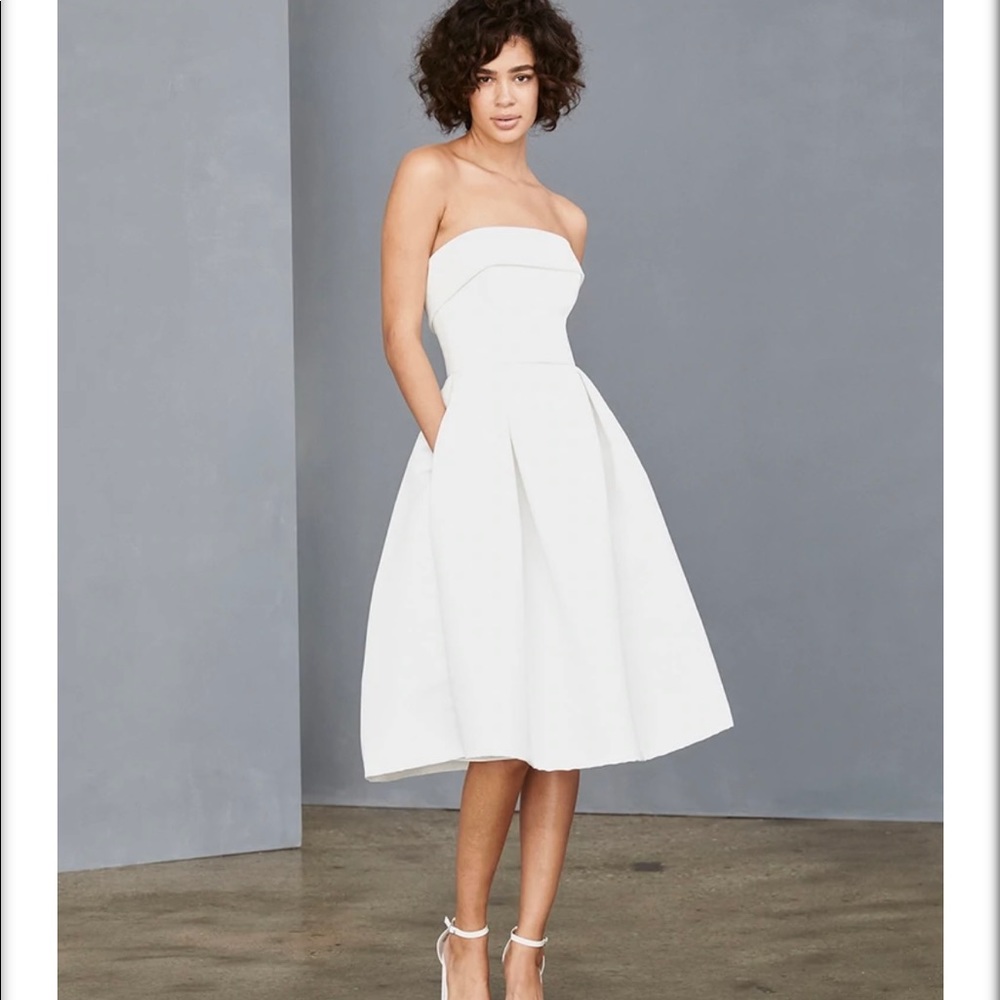 Amsale Faille Dress Size 2 Silk White- New With Tags - Never Worn - Still in Bag